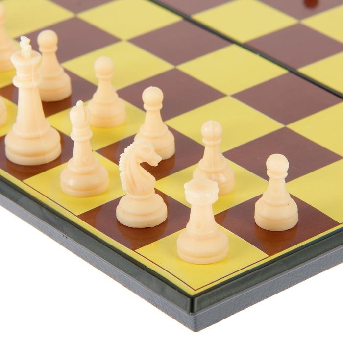 Шахматы, шашки, настольные игры, набор 2 в 1, доска пластик 20×20 см