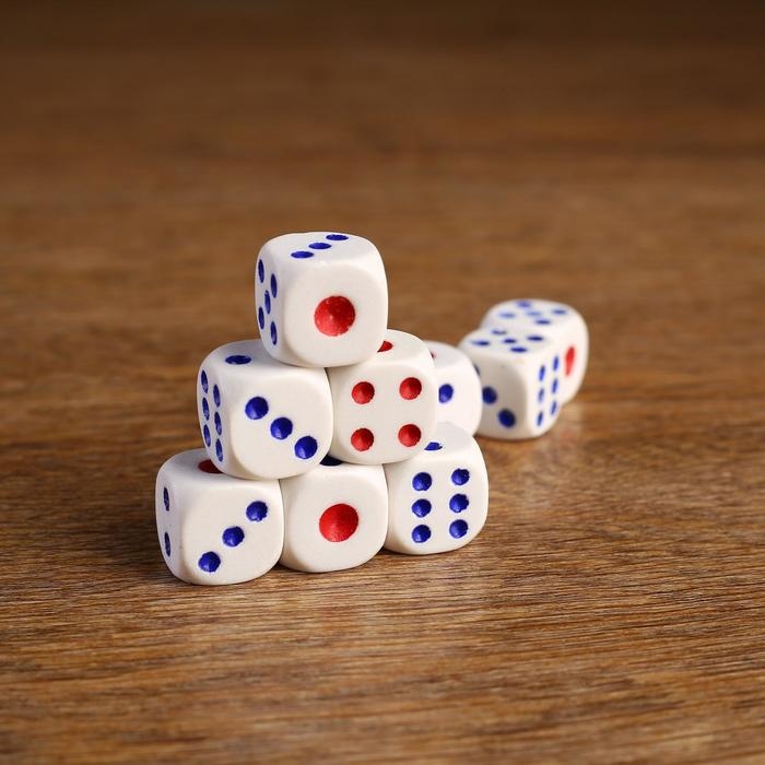 Кости игральные, кубики для настольных игр, 1.8×1.8 см, фасовка 100 шт.