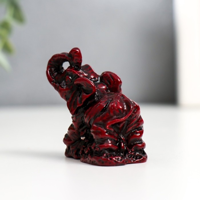 Нэцкэ фигурка «Слоны счастья», тёмно-красные, набор 6 шт., 4.5×3×4 см