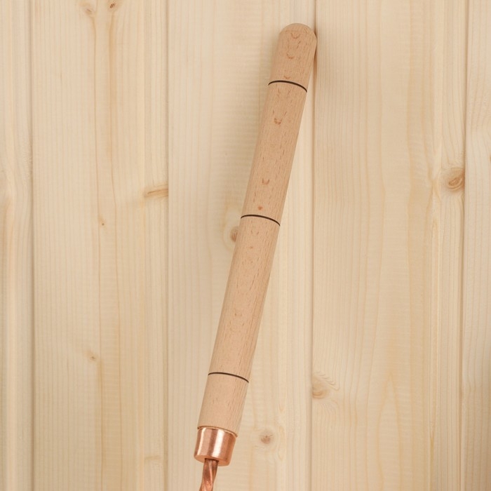 Ковш - черпак для бани и сауны, 200 мл, медь, деревянная ручка, 39 см