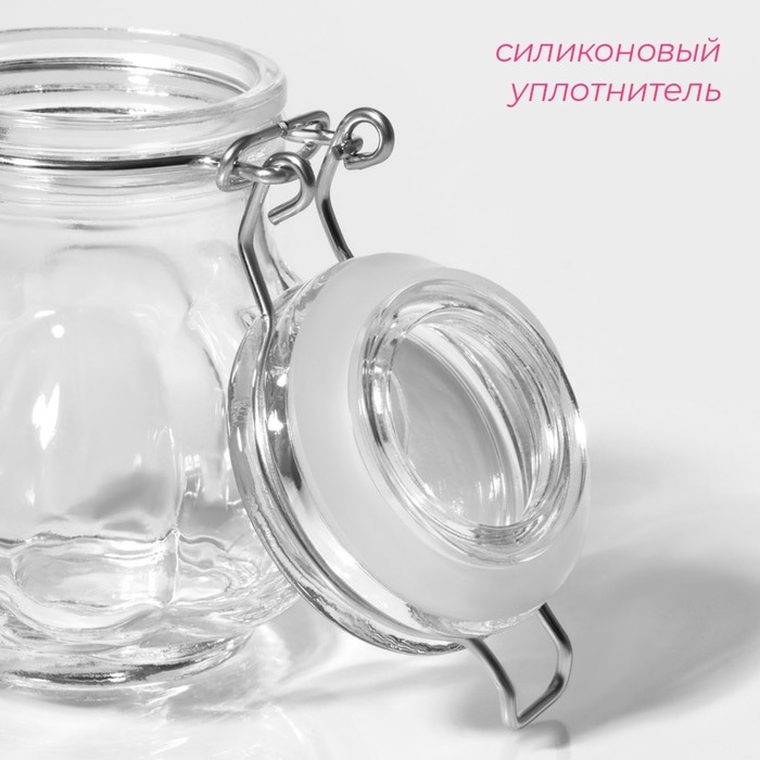 Банка для сыпучих Доляна «Чеснок», 100 мл, 7×8 см, с бугельным замком, стекло, прозрачная