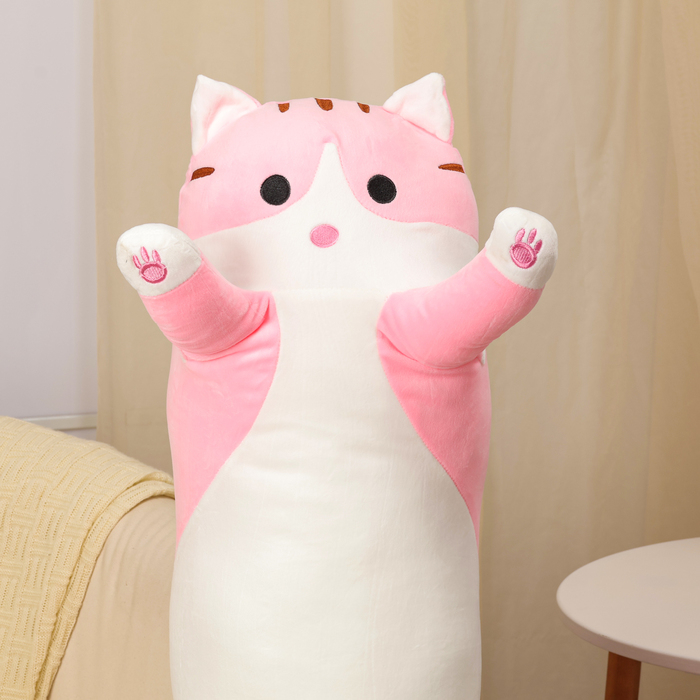 Мягкая игрушка-подушка «Котик», 130 см, цвет розовый