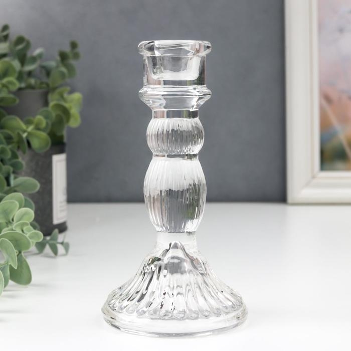 Стеклянный подсвечник на 1 свечу «Колонна с шарами», прозрачный, 15.5×8.5×8.5 см