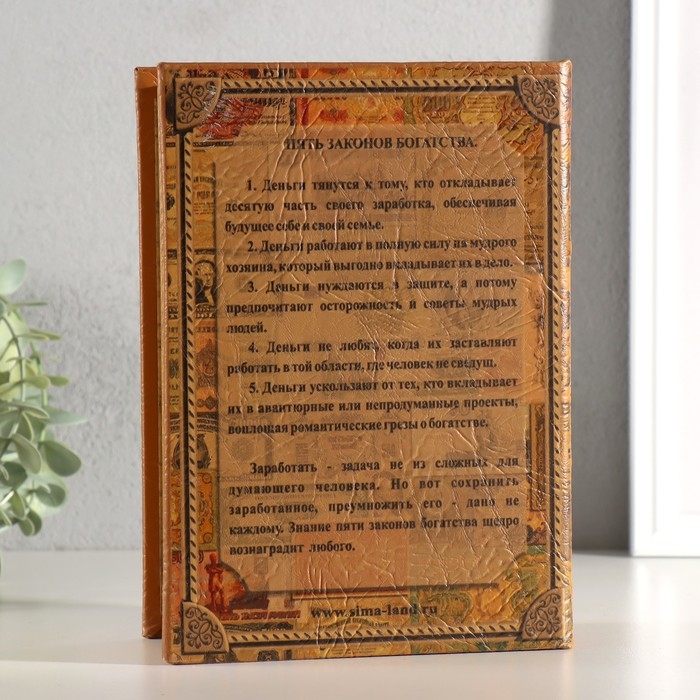 Шкатулка книга-сейф «Как стать богатым», 22×16×7