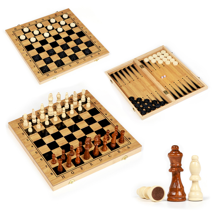 Настольная игра 3 в 1 «Король»: нарды, шахматы, шашки, 39×39 см