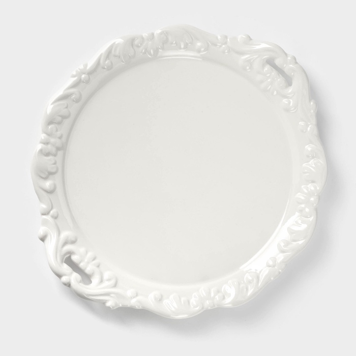 Блюдо керамическое с крышкой «Винтаж», 24.5×22×13 см, белое