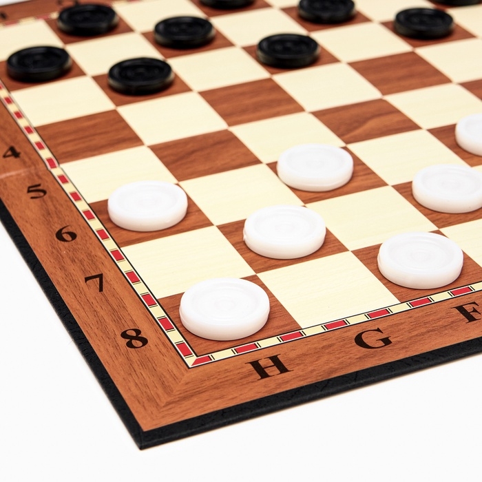 Шашки игра настольная, с доской 33×33 см, d=2.5 см