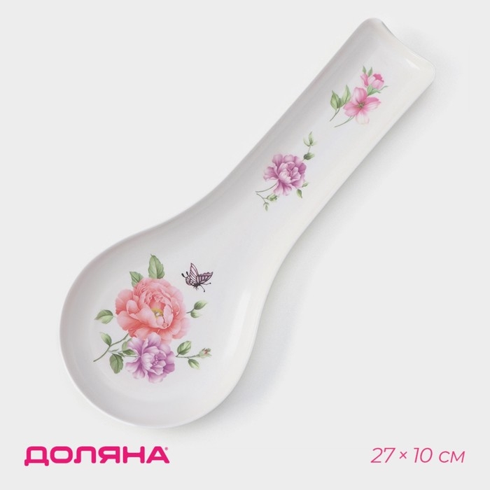 Подставка под ложку «Изобилие», пластик, 27×10 см, белая, рисунок МИКС