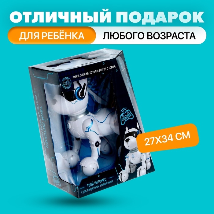Робот собака «Фьючер» ZHORYA, на пульте управления, интерактивный: звук, свет, танцующий, музыкальный, на аккумуляторе