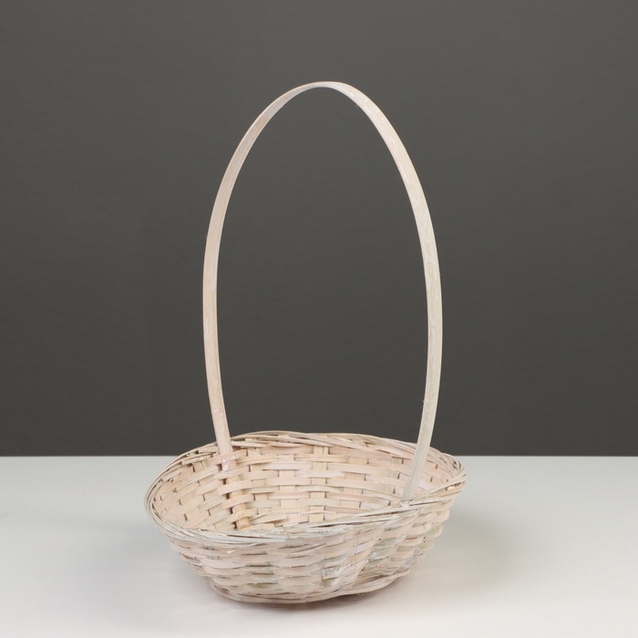 Корзина плетёная, 19×5 см, белый, бамбук