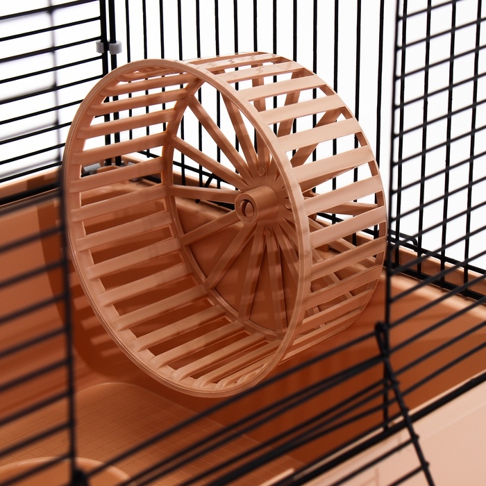 Клетка для грызунов «Пижон» 4 этажа, 42×30×65 см (2 домика, колесо, миска), беж