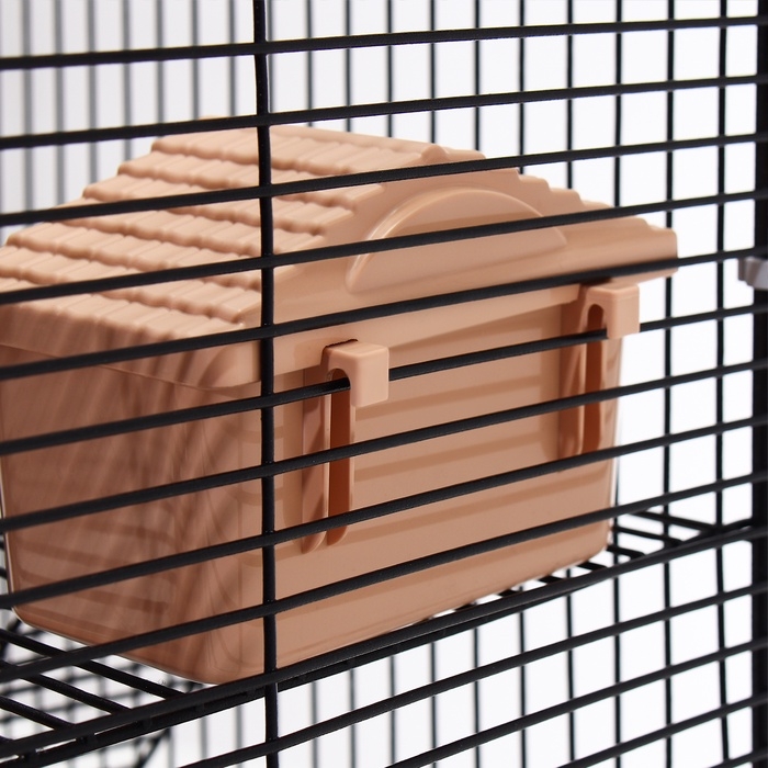 Клетка для грызунов «Пижон» 4 этажа, 42×30×65 см (2 домика, колесо, миска), беж