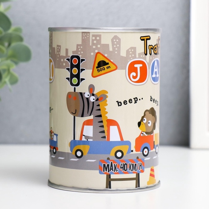 Копилка для денег «Банка. Зверята и хобби», металл, 10×7.5×7.5 см, МИКС