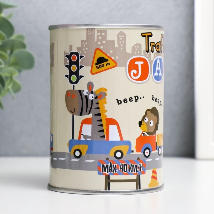 Копилка для денег «Банка. Зверята и хобби», металл, 10×7.5×7.5 см, МИКС