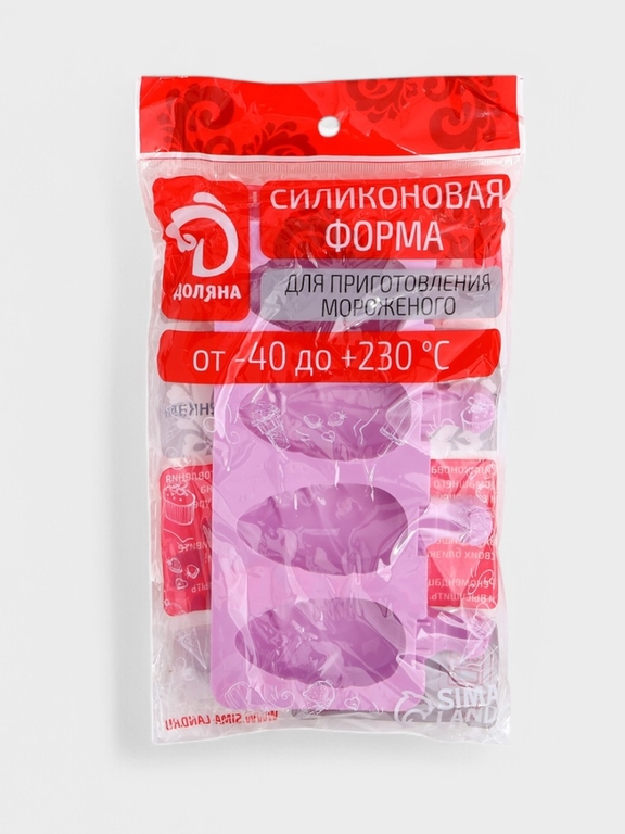 Форма для мороженого «Клубника со сливками», силикон, 19.5×11.5 см, 4 ячейки (6.7×3.7 см), белая
