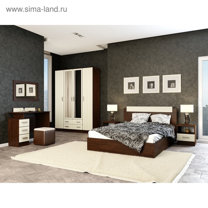 Комод для хранения «Эра» (К1000-2Д), 1000×430×830 мм, цвет венге/лоредо