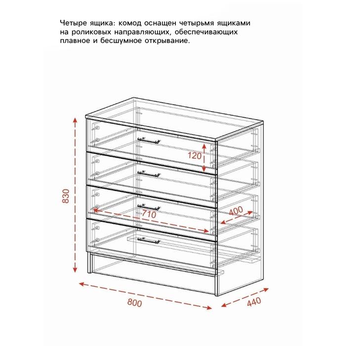 Комод для хранения «Эра», 800×830×440 мм, цвет венге/лоредо