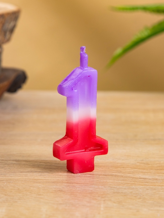 Свеча для торта «Цифра 1», 8×3.75×1 см
