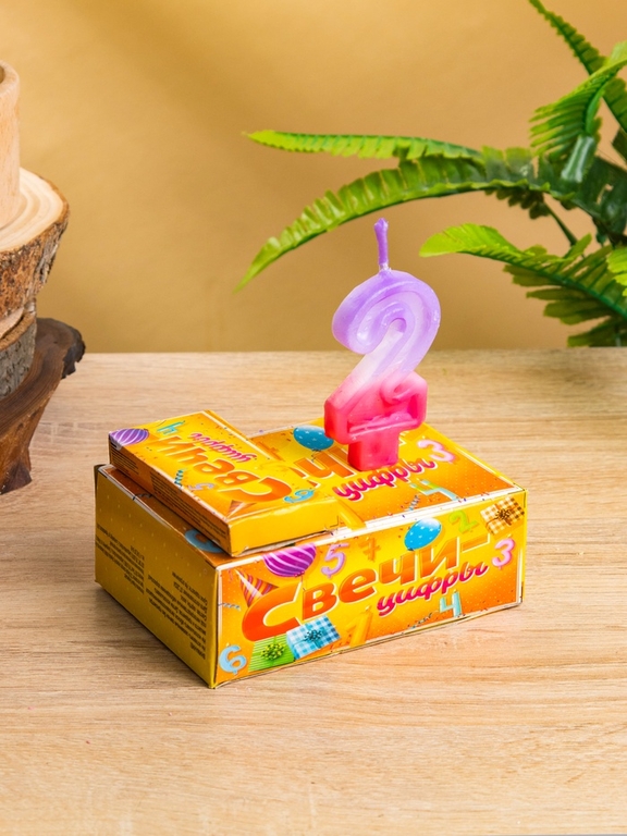 Свеча для торта «Цифра 2», 8×3.75×1 см