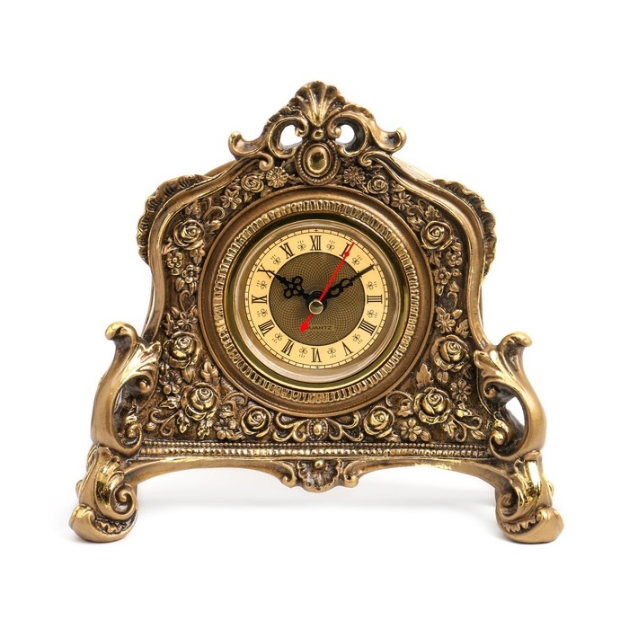 Часы настольные интерьерные каминные, 21×19 х 6.5 см, d=7 см, золото