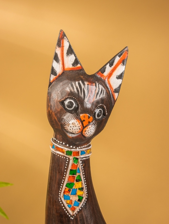 Сувенир «Кошка в галстуке из мозаики», 100×16×7 см, дерево
