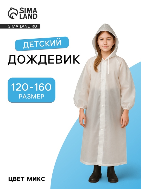 Дождевик детский, рост 120-160 см, МИКС