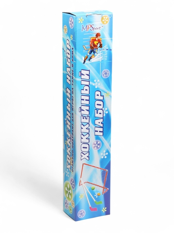 Набор для игры в хоккей (клюшка 2 шт., ворота, шайба, мяч), жёлтые