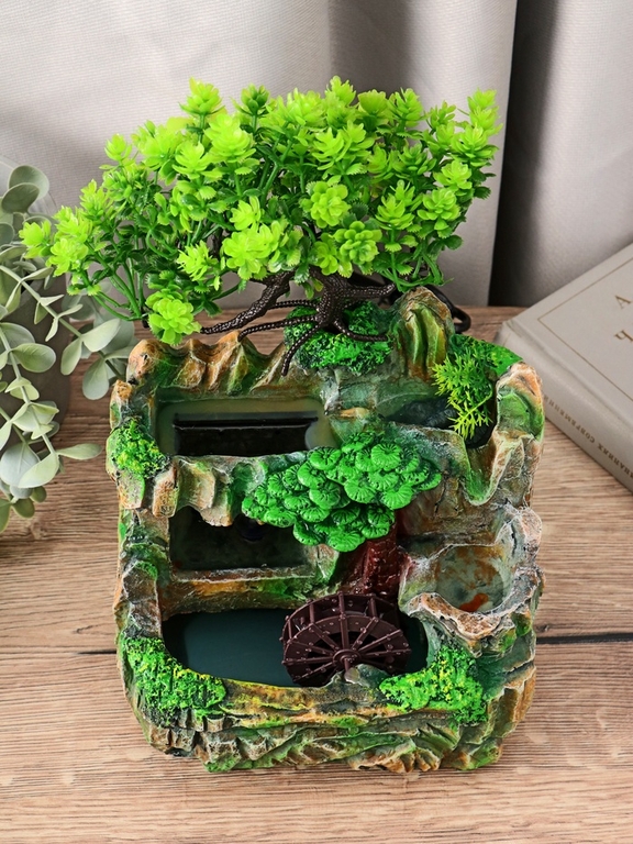 Фонтан настольный «Дерево на камнях», 12×15×20 см, без шарика, с подсветкой