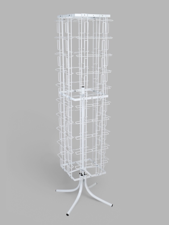 Стойка вращающаяся для открыток, напольная, 80 карманов А5, 45×45×180 см, белая