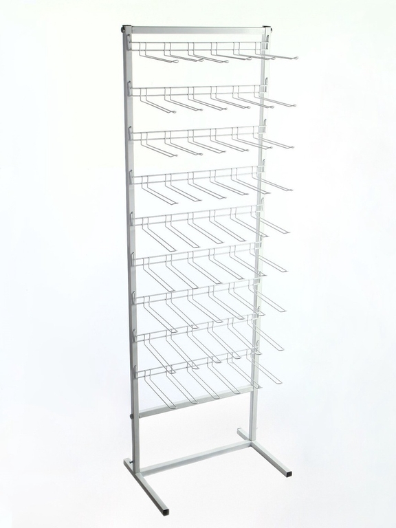 Стойка для семян 60×40×180, 9 ярусов с крючками L25 см, d=4 мм, белая