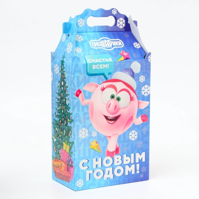Подарочная коробка Новогодняя Корпоратив «Смешарики» лицензия, для сладкого подарка, 20.3×12.3×41 см