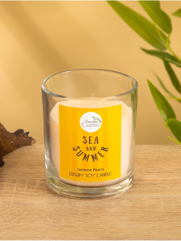 Свеча с кристаллом внутри Sea and Summer Jasmine Pearls, 120 г, соевый воск, жасмин