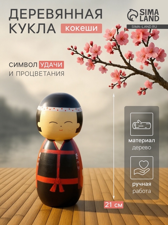Кокэси кукла «Кокеши. Хидео», 9×9×21 см