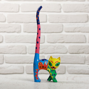 Сувенир «Кошечка радужная», 11×3.5×30 см, дерево