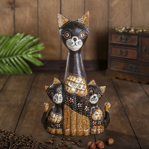 Сувенир «Три кошки с узором», 5×18×30 см, дерево
