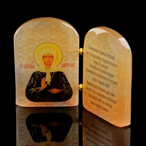 Икона «Матрона», с молитвой, настольная, селенит
