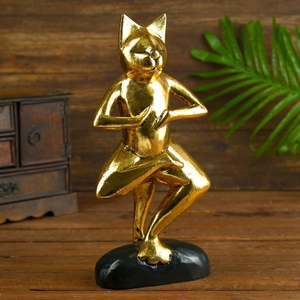 Сувенир «Кот йог», 15×7×35 см, дерево