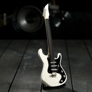 Гитара сувенирная Ibanez, на подставке, 24×8×2 см, бело-чёрная