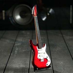 Гитара сувенирная Ibanez, на подставке, 24×8×2 см, красно-белая
