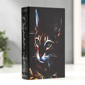 Шкатулка книга-сейф «Кошка в лучах лазера», с замком, дерево, искусственная кожа, 21×13×5 см