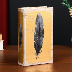 Шкатулка книга-сейф «Перо на золоте», дерево, искусственная кожа, 21×13×5 см