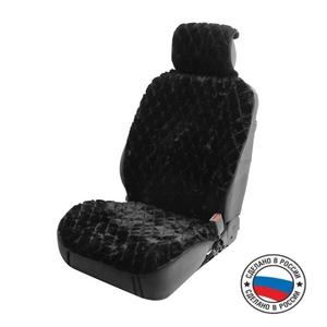 Накидка на переднее сиденье, искусственный мех, ромб, размер 55×135 см, черный