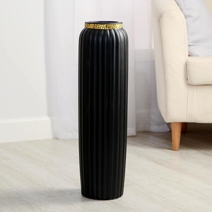 Ваза напольная «Геометрия люкс», вертикаль, 13×60 см, керамика, чёрная