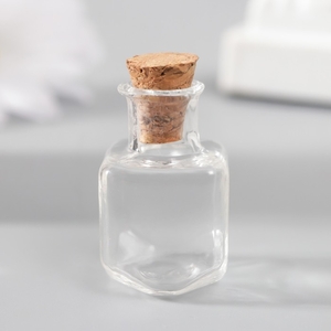 Баночка для хранения декора «Бутылочка с пробкой», стекло, 1.5×1.5×2.5 см