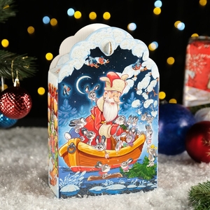 Подарочная новогодняя коробка «Дед Мороз и Зайцы», 16×7.5×26 см