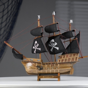 Сувенирная модель корабля «Пиратский. Уида», 33×8×29 см, чёрные паруса