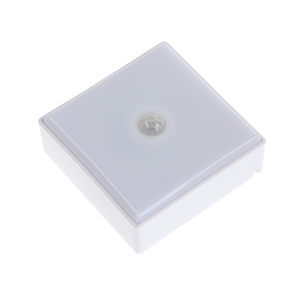 Светильник светодиодный с датчиком движ., квадрат, 6 LED, 2 Вт, от бат. 3*AAA, 6500К, белый