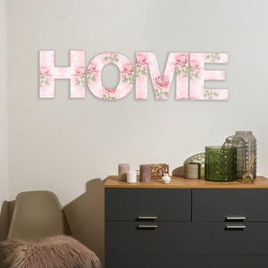 Настенное панно буквы HOME, высота 29.5 см, набор 4 детали, розовый