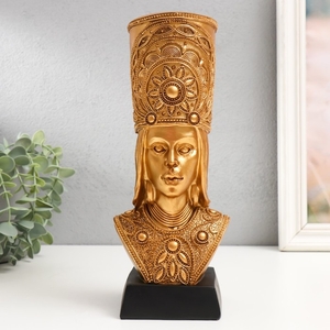 Бюст фигурка полистоун «Африканка в этническом кивере», золото, 25×10.5×8 см