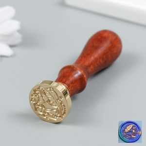 Печать для сургуча с деревянной ручкой «Перо и чернила», 9×2.5×2.5 см